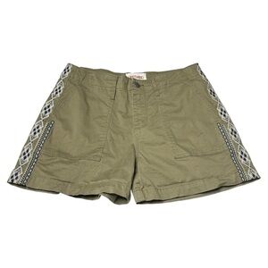 Driftwood Olive Green Cargo Shorts Diamond Embroidery Size 27